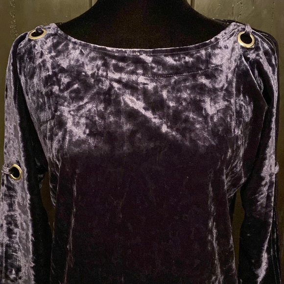 Cable & Gauge blue/violet velvet open quarter sleeves blouse. Size Petite Medium - Picture 4 of 10